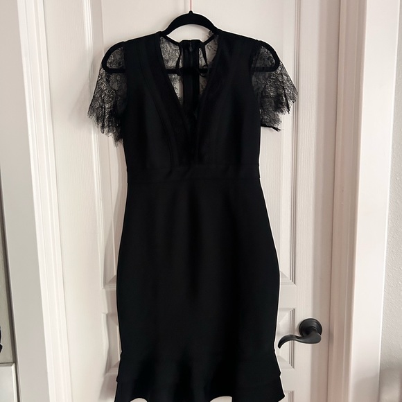 NWT VENUS Black Ruffle Bandage Midi Dress Sz M - Picture 6 of 10